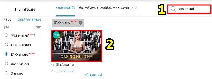 เข้าสู่เกม Casino Hold'em