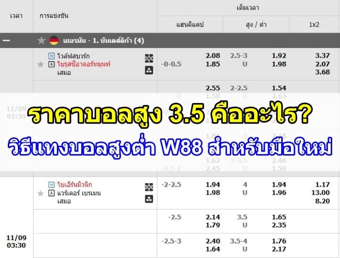 ราคาบอลสูง3.5-w88-ปก
